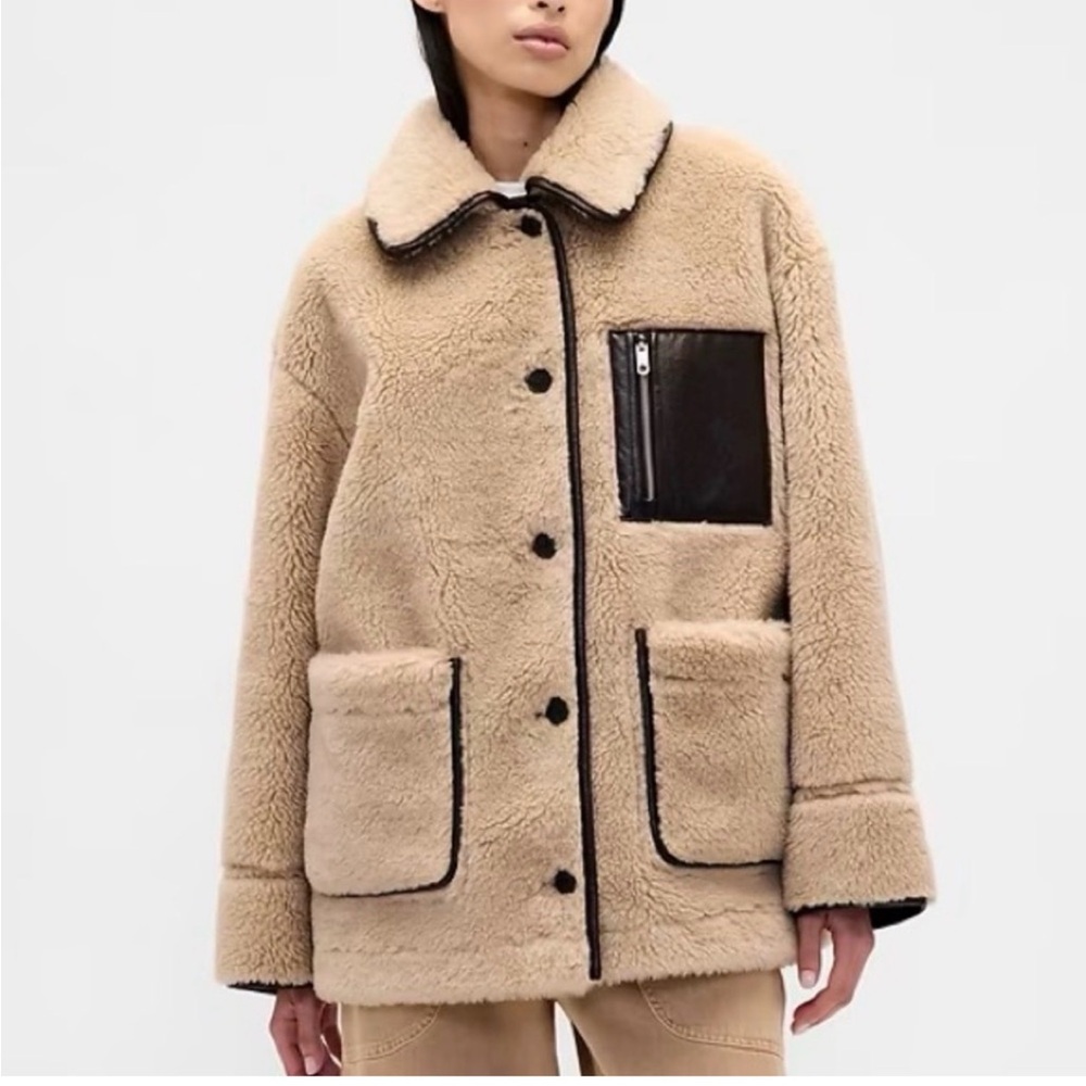 GAP x Sandy Liang reversible Teddy & leather Jacket